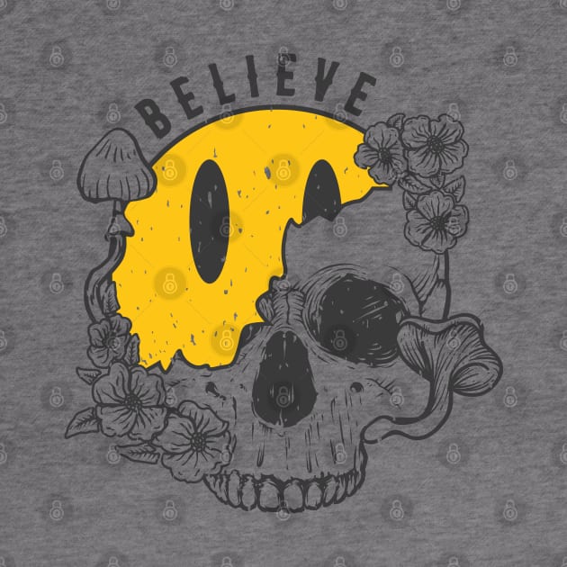 "Believe" Emoji & Psychdelic Skull by FlawlessSeams